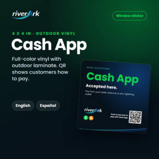 Cash App window sticker, 4 x 4 in